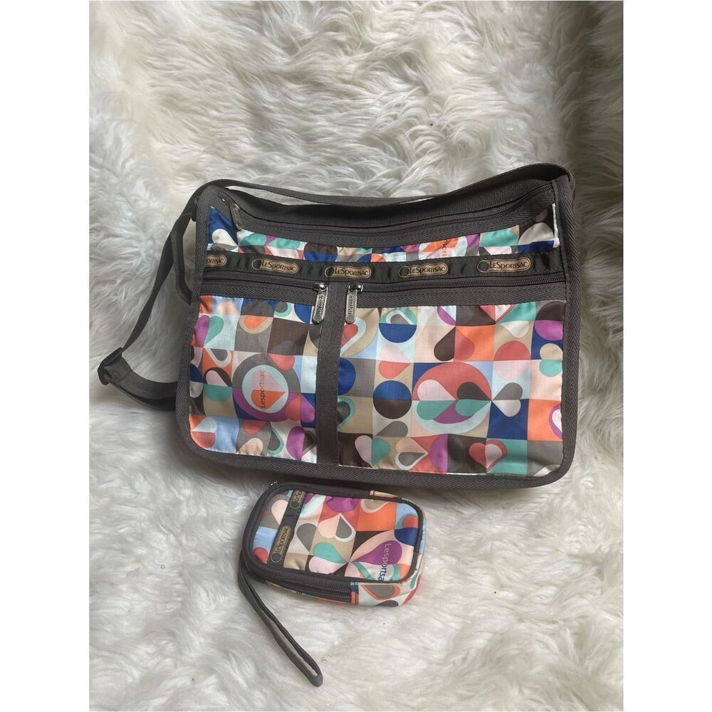 LeSportsac  Multicolor Geometric pattern Nylon Crossbody with Wristlet